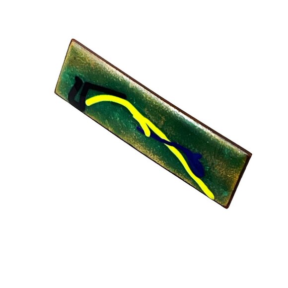 Enamel Copper 1970s Hand Made Abstract Art Brooch Pin - Picture 3 of 8